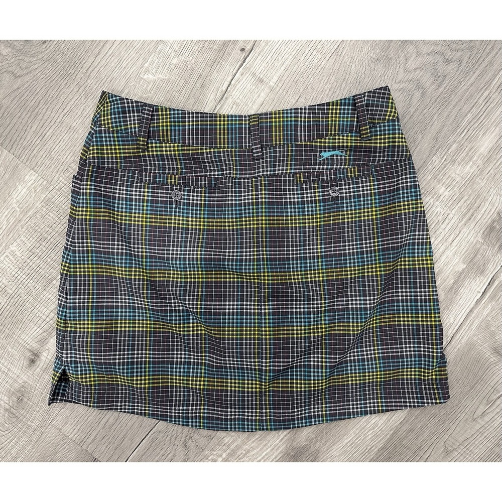 Slazenger Women's Golf Pickleball Skort Size 2 Plaid Yellow Blue Gray - Picture 8 of 8